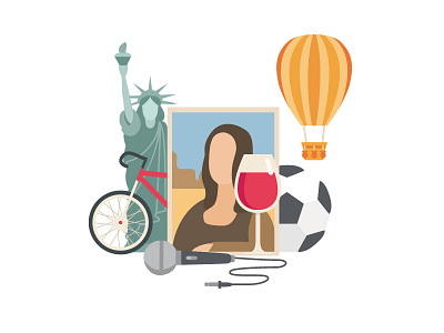 Travel Icon // Musement app balloon cartoon city flat icon icons illustration monnalisa soccer sport vector