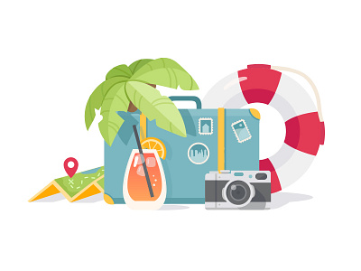 Summer Trip // Musement baggage buildings camera drink flat icon italy luggage map summer travel vector