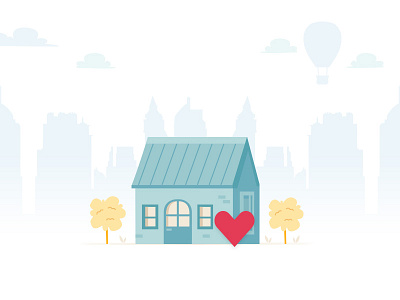 Set your home city 🏠 // Musement🏠 buildings cute flat heart house icon illustration material onboarding skyline travel ui