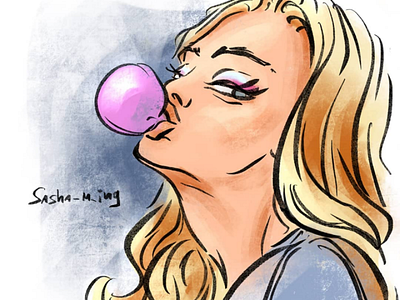 Day 692 art artist bubble comicbookartist comics cute sexy daily drawing editorial fashion fashionillustration girl gum illustration illustrator model portrait procreate speedpaint