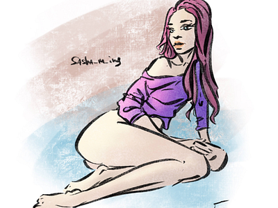 Day 718 art artist body comicbookartist comics daily drawing editorial fashion girl hot illustration illustrator model pinup procreate sashaming sexy shower speedpaint