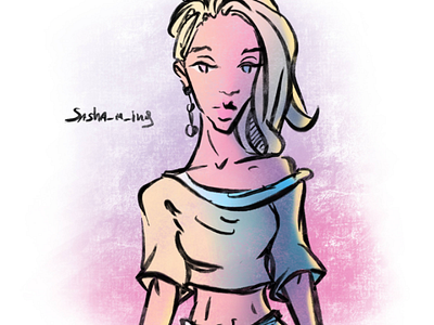 Day 754 art beautiful characterartist comicbookartist daily drawing editorial fashion fashionillustration girl illustration illustrator model pink pinup procreate sashaming sexy vibes violet