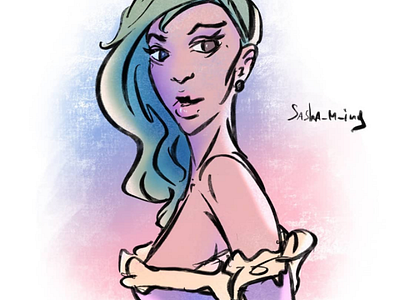 Day 760 art artist cartoon daily drawing editorial fashionillustration girl greenhair illustration illustrator model pink pinup pretty procreate purple sashaming sexy vibes