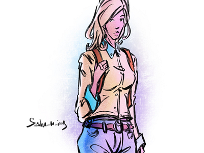 Day 776 artist cartoon cartoonist characterartist comicbookartist comics curiosity daily drawing fashionillustration girl illustration illustrator model pink pinup procreate purple sashaming vibes