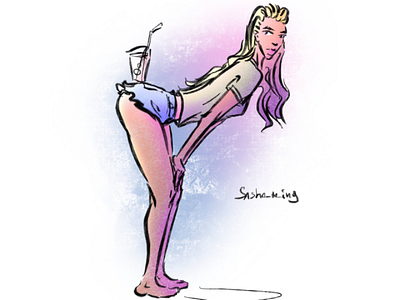 Day 784 art artist cartoon cartoonist comicbookartist comics daily digitaldrawing drawing editorial fashionillustration girl illustration illustrator pink pinup procreate purple sashaming vibes