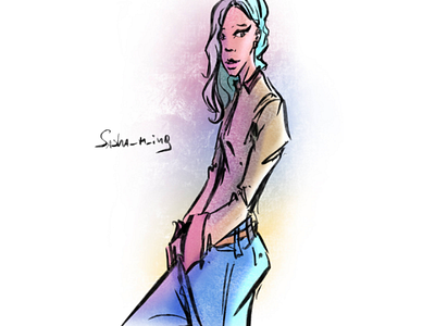 Day 786 art artist baggypants cartoon cartoonist comicbookartist daily drawing fashionillustration girl illustration illustrator model pink pinup procreate purple sashaming vibes