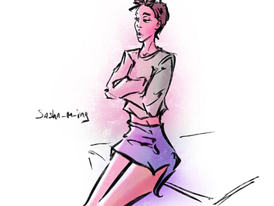 Day 790 art artist beauty cartoonist comicbookartist daily drawing editorial fashionillustration girl illustration illustrator model pink pinup procreate purple sashaming sexy shorthair