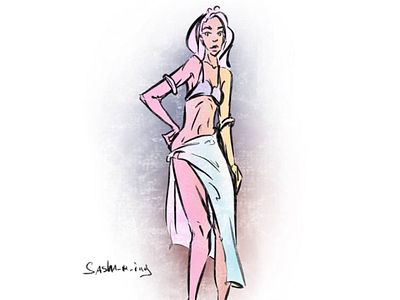 Day 792 art artist beautiful cartoonist comicbookartist comics daily drawing fashionillustration girl halfnaked illustration illustrator model pink pinup procreate purple sashaming sexy