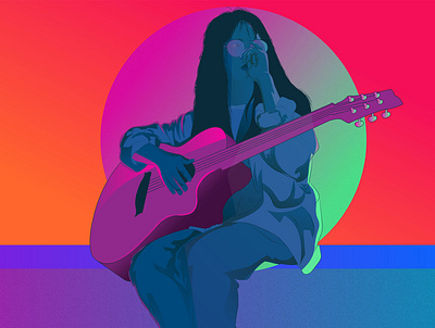 Playing Guitar aftereffects animation color creative design gif illustration illustrations motion motion graphic poster