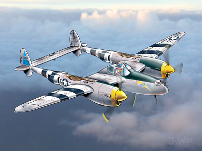 Lockheed P-38 Lightning “Joltin’ Josie” Illustration illustration photoshop art technical illustration vector illustration