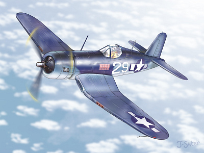 Vought F4U Corsair War Plane Illustration design illustration photoshop technical illustration vector illustration