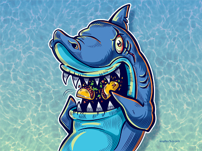 Monster Shark Eating Tacos illustration monster shark t shirt design tacos vector art vector illustration