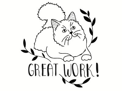 Great Work Rubber Stamp by Emily Small calligraphy calligraphy and lettering artist cat design hand drawn hand drawn type handlettered handlettering illustration illustrator rubber stamp stamp typography