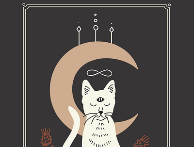 Tarot Card for Psycat Candle Co. by Emily Small card card design cat cats design hand drawn illustration illustrator tarot tarot card tarot cards tarot deck third eye