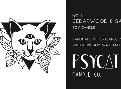 Psycat Candle Co. Logo by Emily Small branding cat cats design drawing hand drawn hand drawn type handletter handlettered handlettering illustration illustrator logo logo design type vector