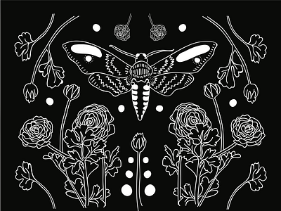 Moth Art Print by Emily Small art art print art prints black and white bold butterfly design doodle drawing floral graphic illustration illustrator insect line lines linework moth print prints