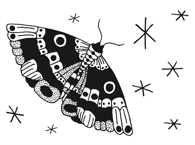 Moth 1 by Emily Small adobe illustrator black and white black and white logo design digital art digital artist drawing hand drawn illustration illustrator logo moth procreate tattoo tattoo art tattoo artist tattoo design vector