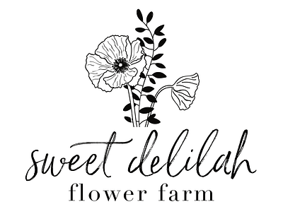 Sweet Delilah Farm Logo by Emily Small branding branding design design digital artwork digital design drawing florist flowers hand drawn illustration illustrator logo logo art logo artist logo design logo designer poppy vector