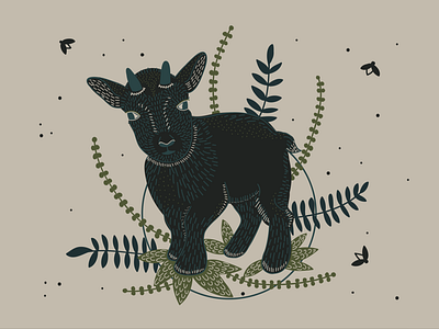 Pigmy Goat by Emily Small adobe illustrator design digital art digital illustration digital illustrations digital illustrator drawing goat goat logo goats hand drawn illustration illustrator laurel laurels pigmy vector