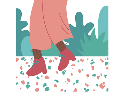 New Boots by Emily Small abstract boots character character design characters color palette design drawing hand drawn illustration illustrator jungle legs people plants portrait terrazzo tropical vector