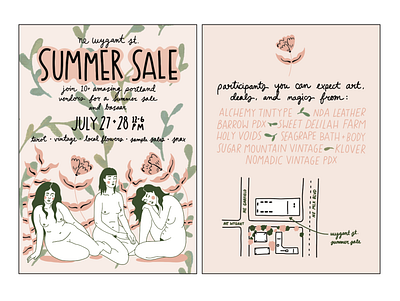 Summer Sale Flyer by Emily Small adobe illustrator calligraphy design design for print drawing feminism flyer girl power hand drawn hand drawn type handlettered illustration illustrator organic postcard print design procreate procreate art vector women