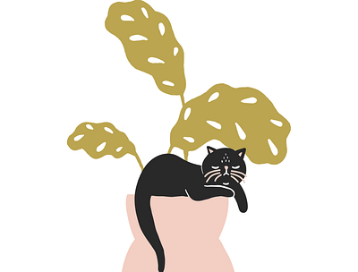 Lazy Cat by Emily Small adobe illustrator cat character design design digital art digital artist digital drawing drawing graphic artist graphic design hand drawn illustration illustrator plants portfolio portland vector