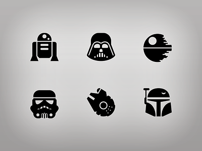 Star Wars Glyphs boba fett darth vader deathstar icons millenium falcon r2d2 star wars storm trooper symbolicons