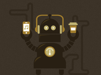 Shirt Design coffee gauge headphones icons iphone robot shirt symbolicons