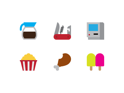 Symbolicons Flat chicken coffee computer icons knife mac popcorn popsicles swiss army knife symbolicons vecto