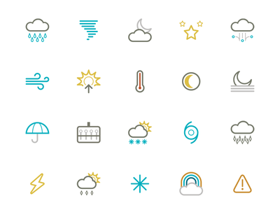 Symbolicons Elements conditions forecast hollow icons line temperature weather