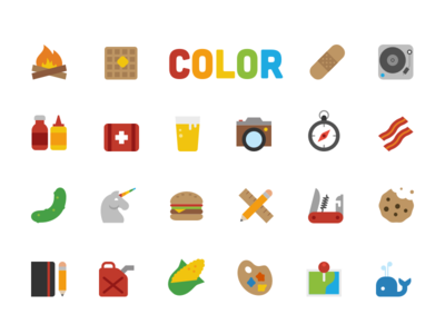 Introducing: Symbolicons Color camping color education. flat hipster icon medical symbolicons vector