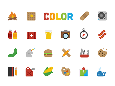 Introducing: Symbolicons Color camping color education. flat hipster icon medical symbolicons vector