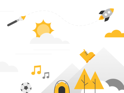Activities for kids camping icon illustration mountain rocket scene tree