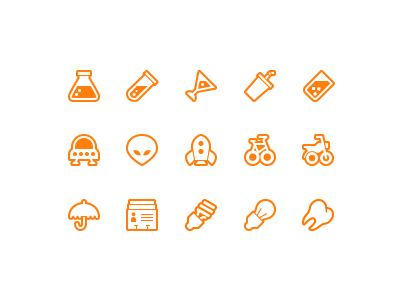 Still More Symbolicons Line alien beaker bicycle icon icons lightbulb martini motorcycle pixel spaceship symbolicons symbols tooth ufo umbrella vector