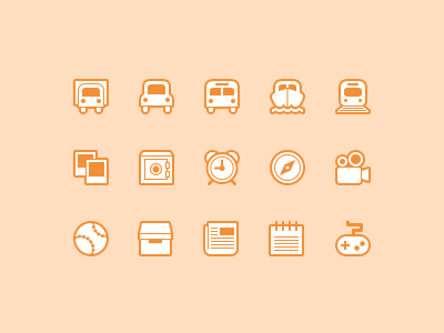 Another batch of Symbolicons Line... baseball boat box bus car clock compass controller game icon icons newspaper photos pixel safe symbolicons symbols train truck video