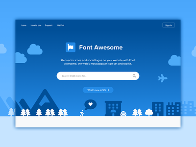 Illustrated Header font awesome header icons