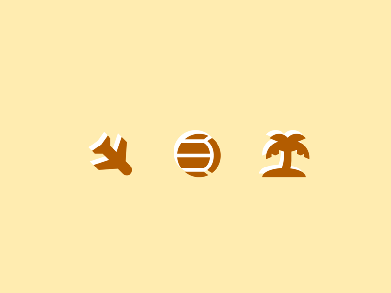 004. Airplane, Volleyball, Tropical Island airplane icon island palm tree symbolicons volleyball year of icons
