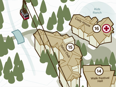 Teton Village (Jackson Hole) Map clean map simple wayfinding