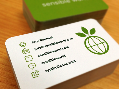 Sensible World BC business card clean icons symbolicons