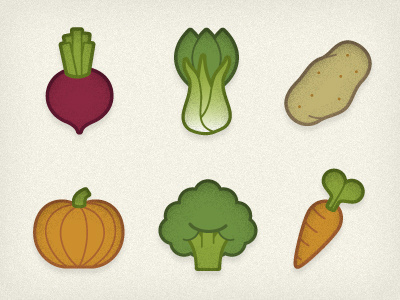 Veggie Icons beet bok choy broccoli carrot clean icon icons potato pumpkin simple symbol symbols vector vegetable veggie