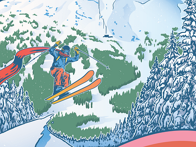 Winter Pridefest design illustration lgbtqia mountain skiing vector