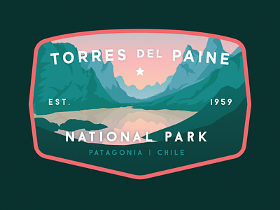 Torres Del Paine Badge badge branding chile design illustration mountain national park patagonia vector