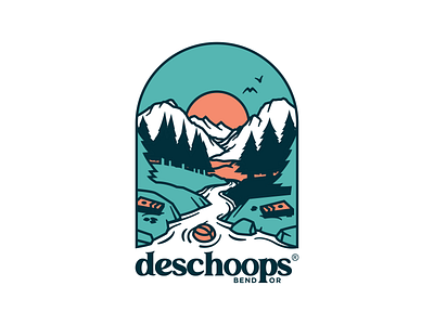 3-Color Deschoops Lifestyle Tee badge branding design illustration logo typography vector