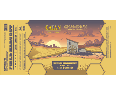 Catan Wheat Ale Beer Label design illustration typography vector