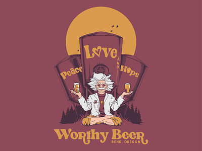 Peace, Love, and Hops - Einstein Illustration