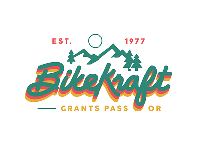 BikeKraft Wordmark badge branding design illustration logo typography vector