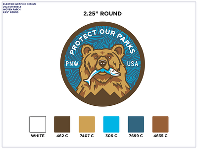 Woven Patch - Protect our Parks Grizzly badge branding design illustration logo typography vector