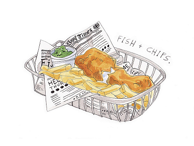 Fish + Chips cuisine england fish and chips food illustration london travel