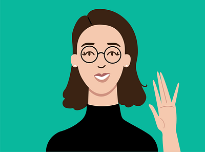 self portrait girl glasses hello hi illustration person wave woman