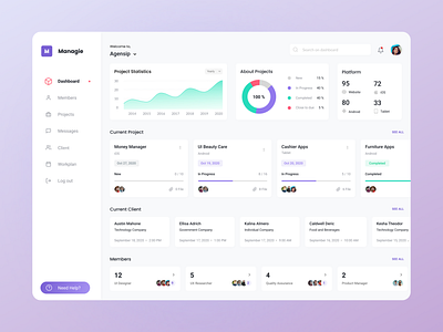 "Managie" Project Management - Dashboard Menu by Jëlly for Agensip UI ...